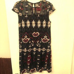 Black Aqua embroidered dress